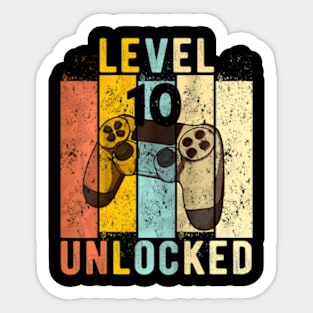 Kids 10th Birthday Level 10 Unlocked Video Gamer Sticker